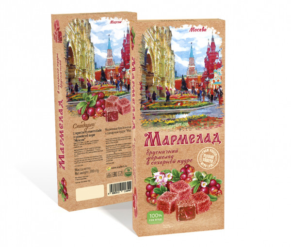 №2 Сладарт Мармелад Брусничный в сахарной пудре, 200г      в Кургане