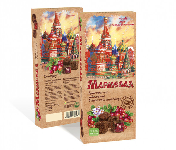 №2 Сладарт Мармелад Брусничный в тёмном шоколаде, 150г   в Кургане
