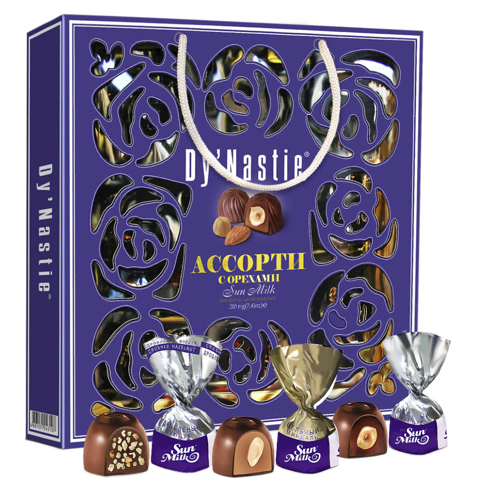  Династия Сумка Конфеты "Ассорти с орехами", 210г     в Кургане
